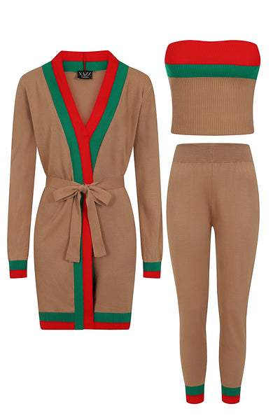 Zara Black Red and Green Striped Fine Knit 3 Piece Lounge Co-ord Set – Nazz  Collection