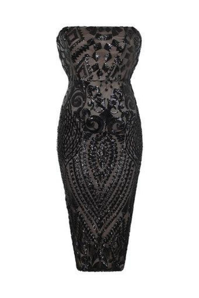 Black strapless best sale pencil dress