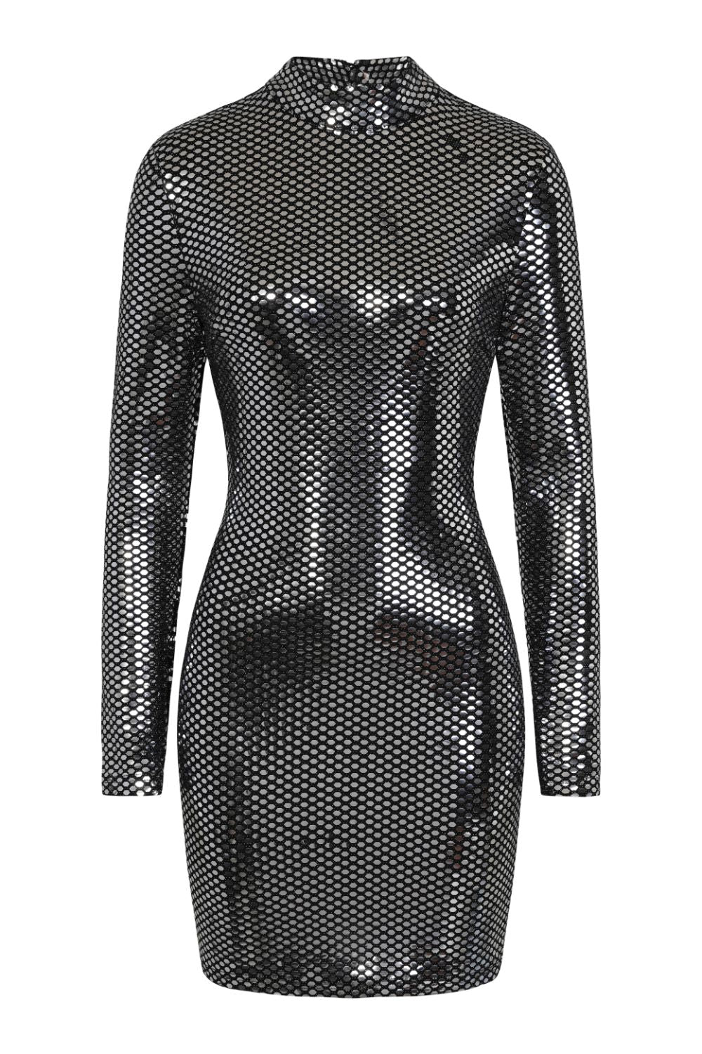 Hypnotised Silver Metallic Mirrored Sequin Bodycon Dress