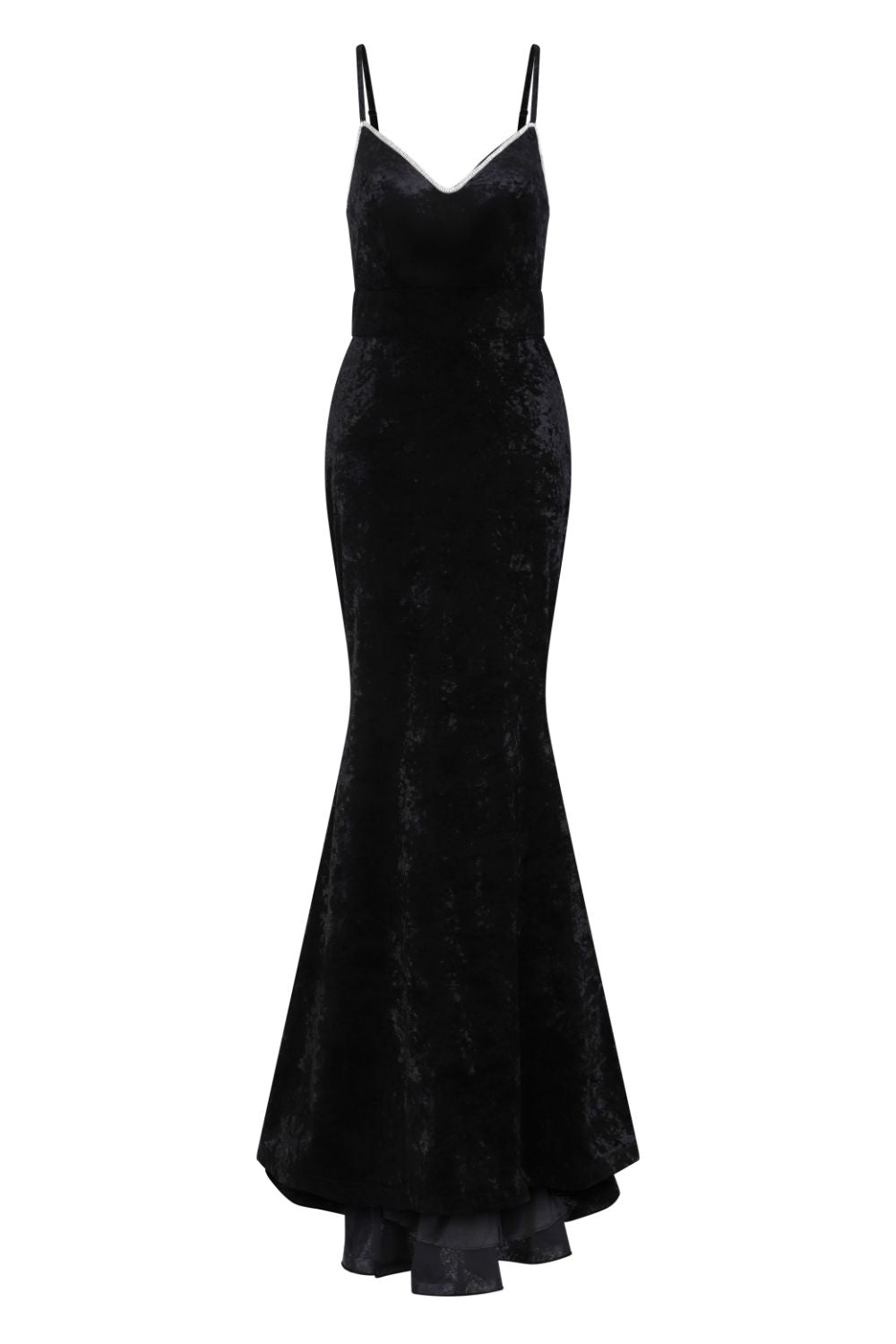 Irreplaceable Luxe Black Velvet Crystal Sweetheart Fishtail Gown